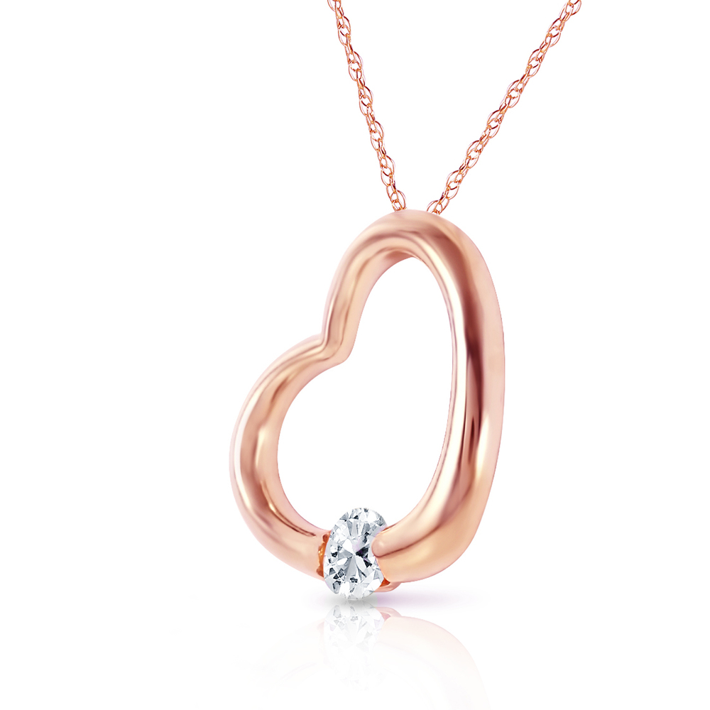 14K. SOLID GOLD HEART NECKLACE WITH NATURAL DIAMOND (Rose Gold)